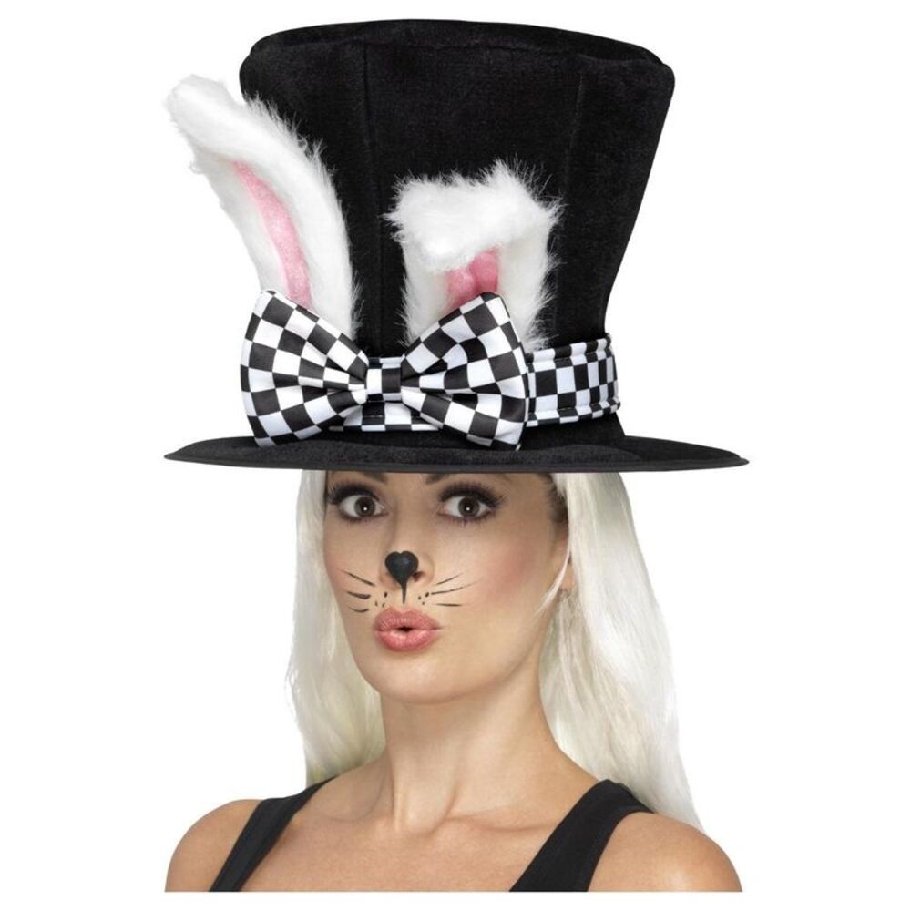 Smiffys Unisex Adult March Hare Tea Party Top Hat / Black/White